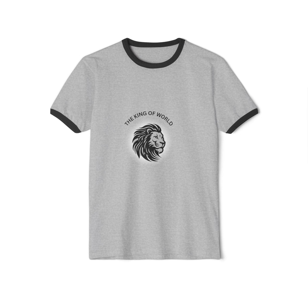 Lion Head Ringer T-Shirt — "The King of World" Vintage Casual Tee - Dreams Deals Store
