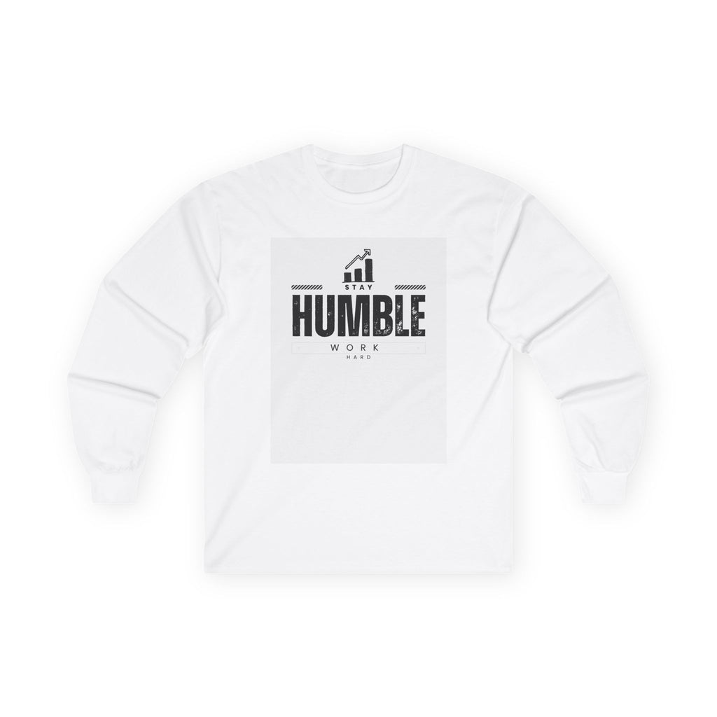 Humble Hustle Long Sleeve Tee — 'HUMBLE' Motivational Graphic Shirt