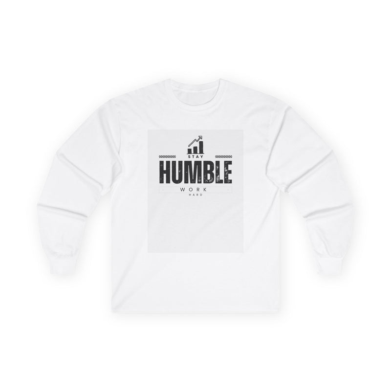Humble Hustle Long Sleeve Tee — 'HUMBLE' Motivational Graphic Shirt