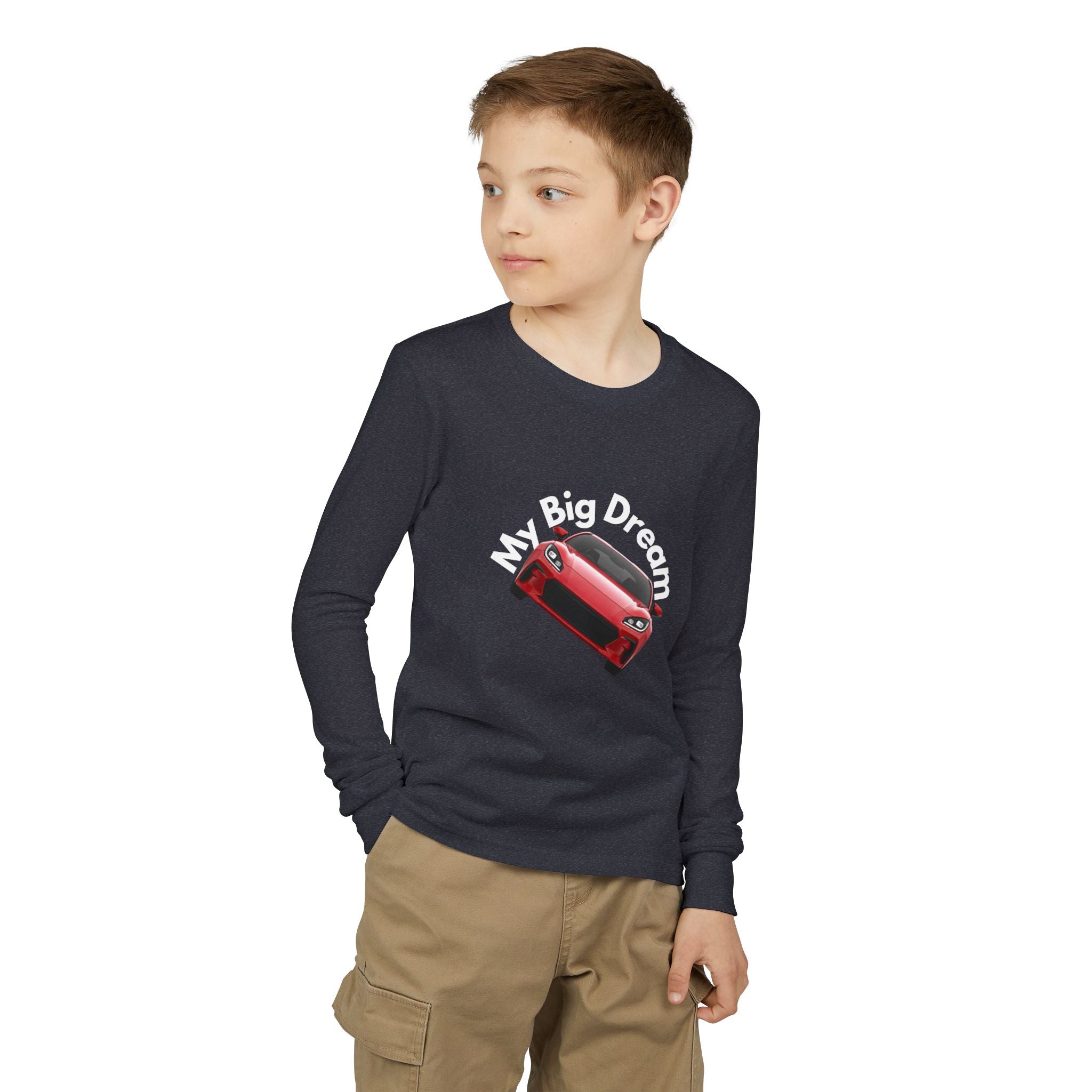 Youth Long Sleeve Tee – Red Sports Car Graphic - Dreams Deals Store
