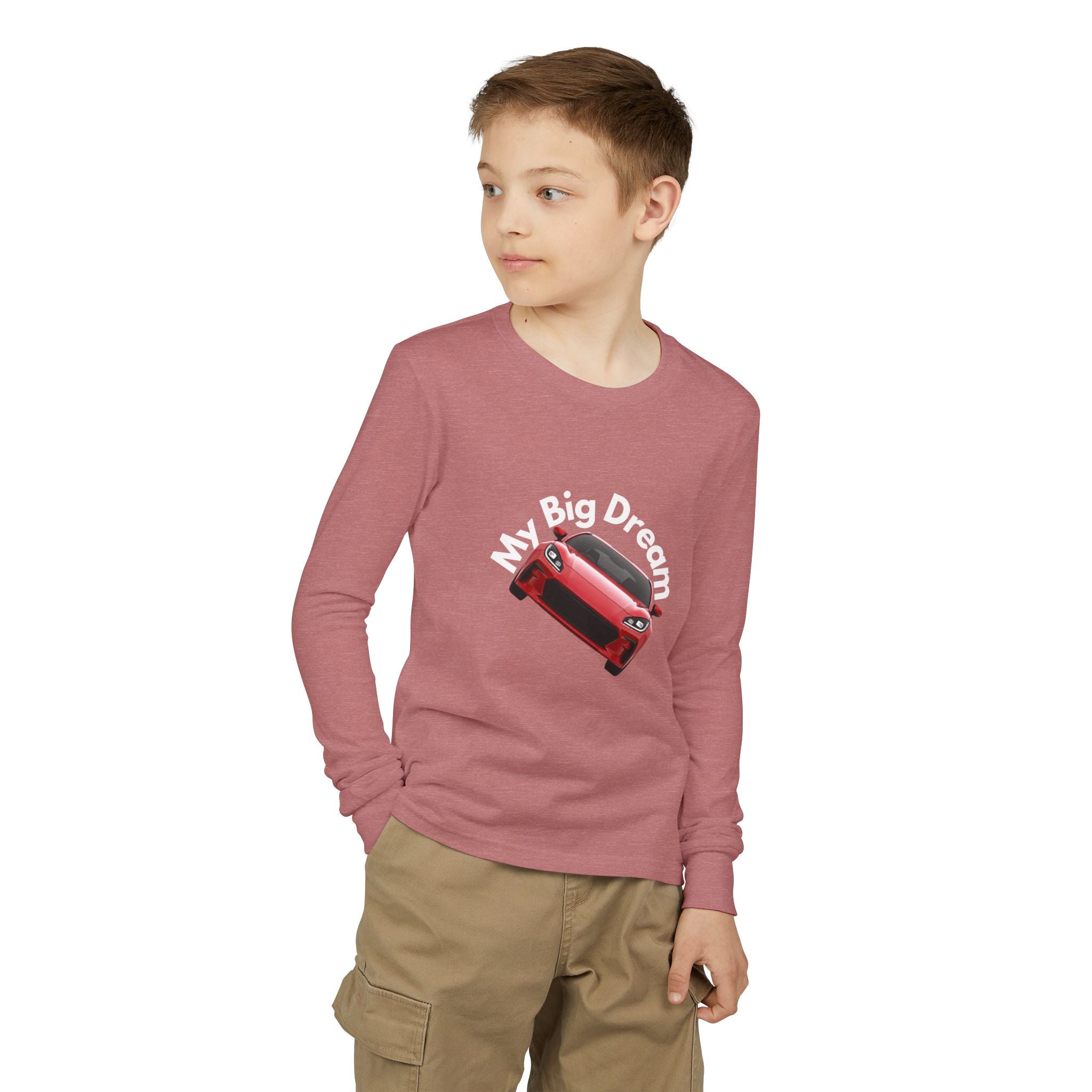 Youth Long Sleeve Tee – Red Sports Car Graphic - Dreams Deals Store