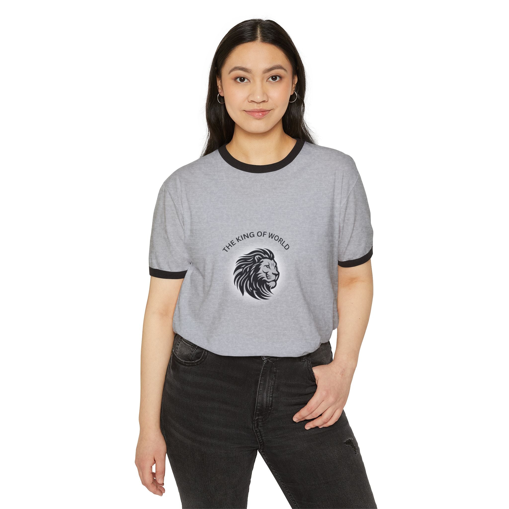 Lion Head Ringer T-Shirt — "The King of World" Vintage Casual Tee - Dreams Deals Store