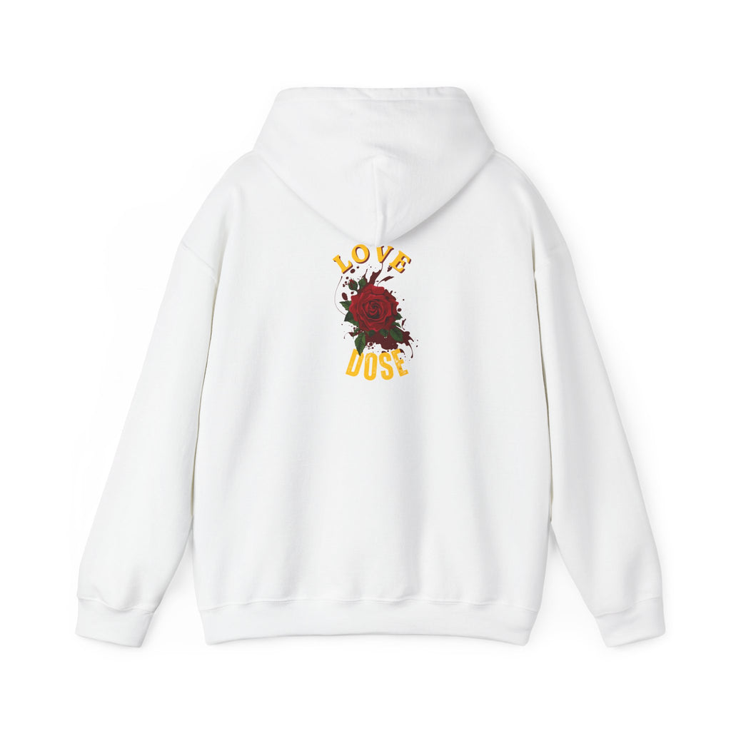 Hoodie "Love Dose" Rose Graphic – Cozy Floral Streetwear Pullover - Dreams Deals Store