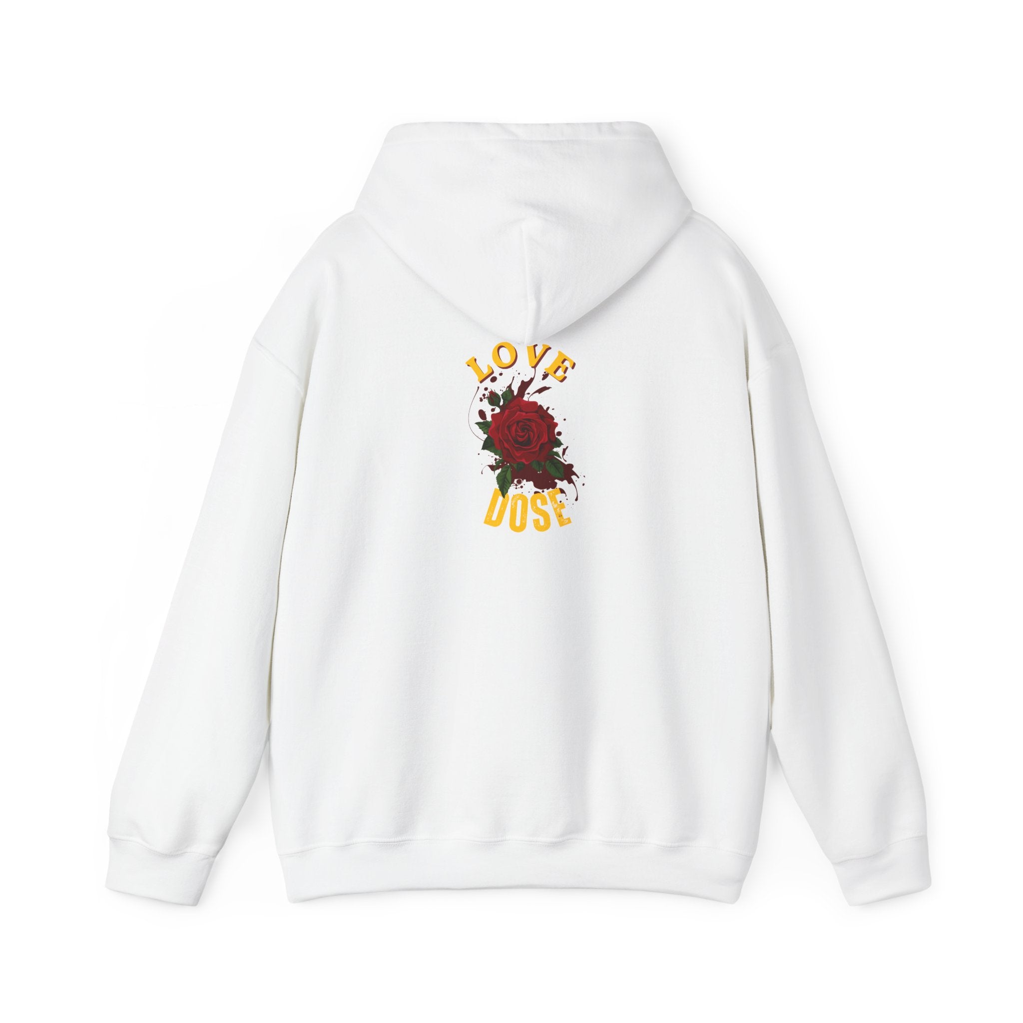 Hoodie "Love Dose" Rose Graphic – Cozy Floral Streetwear Pullover - Dreams Deals Store