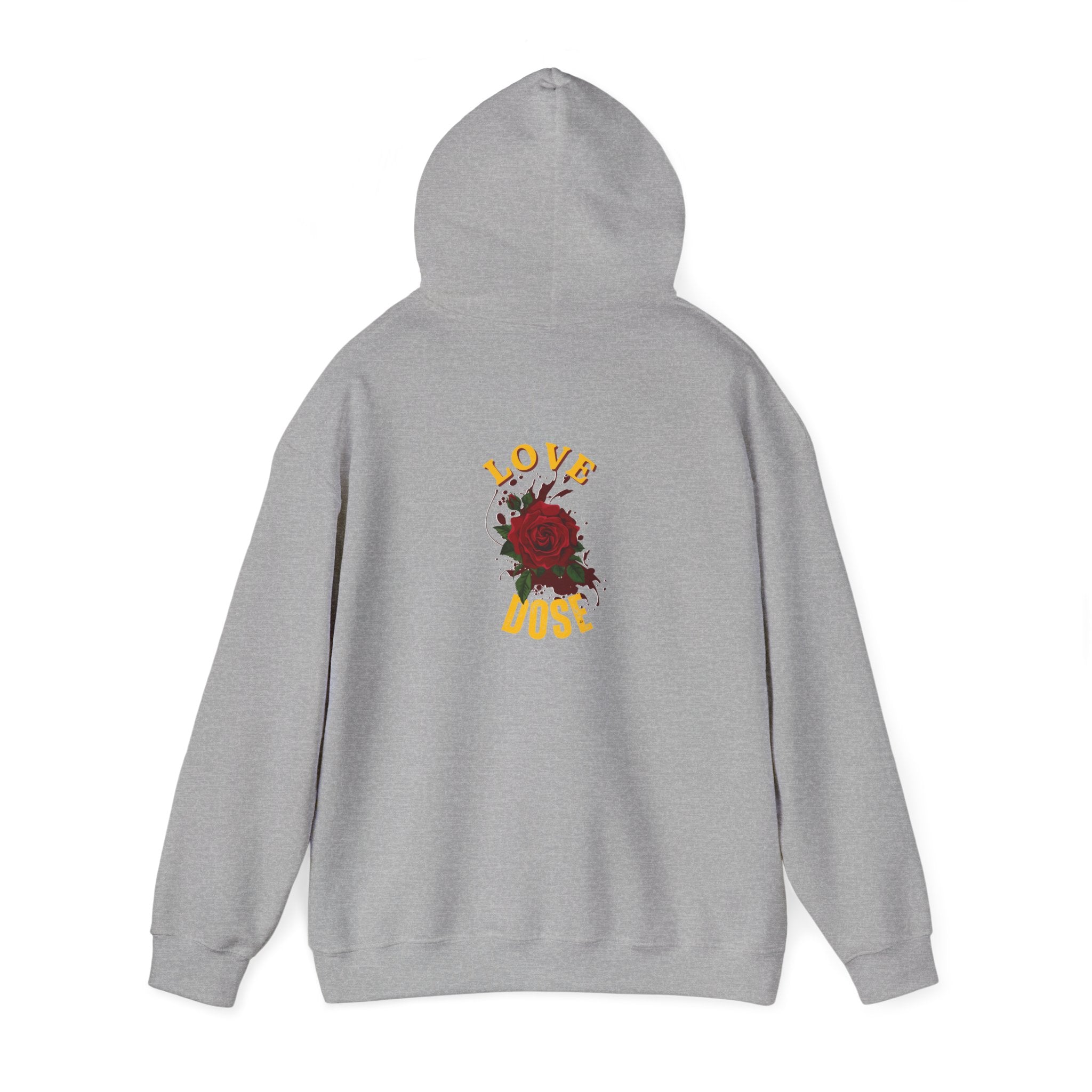 Hoodie "Love Dose" Rose Graphic – Cozy Floral Streetwear Pullover - Dreams Deals Store