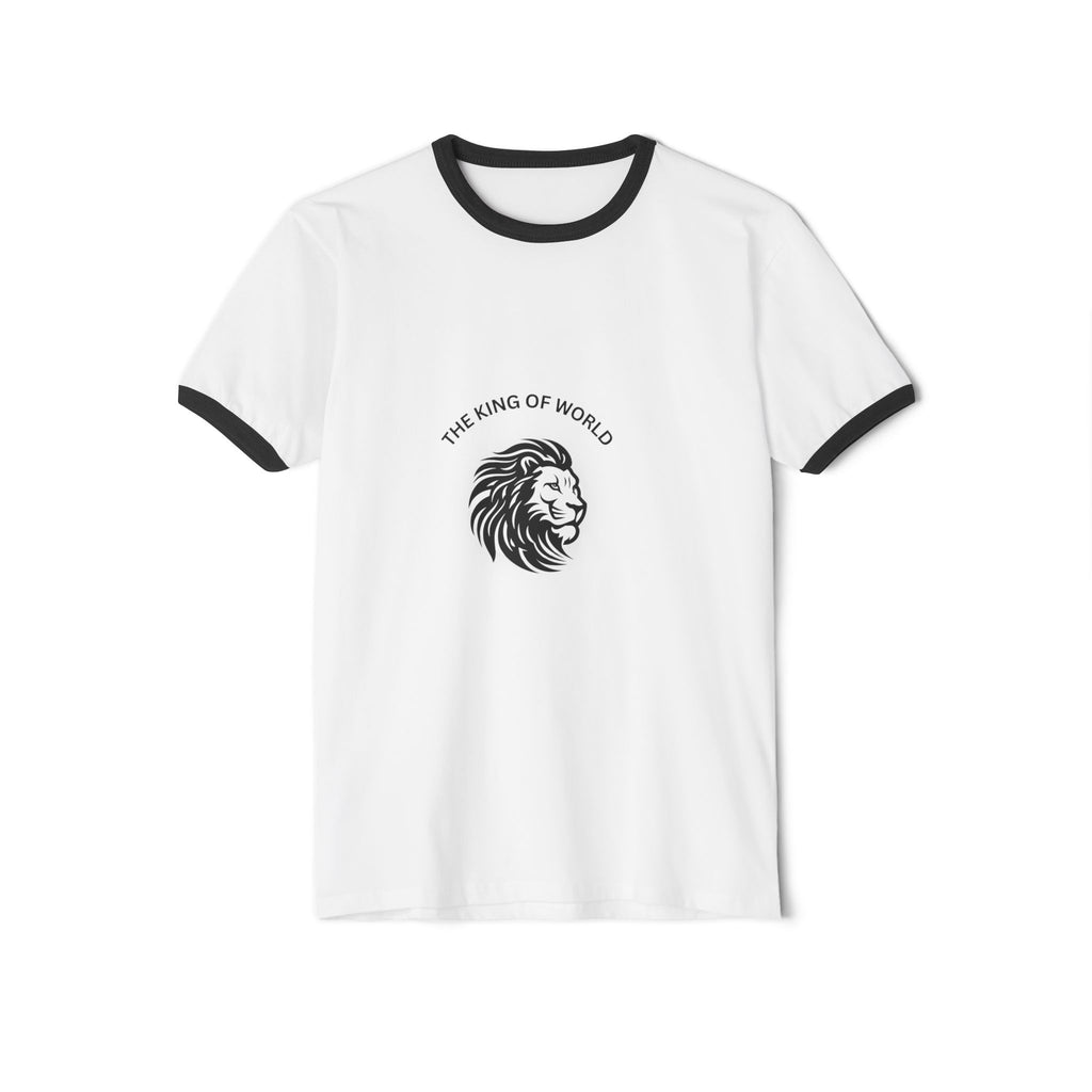 Lion Head Ringer T-Shirt — "The King of World" Vintage Casual Tee - Dreams Deals Store