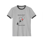 Long-Distance Love Ringer Tee — “Miles Apart, Close at Hart” Couple Shirt - Dreams Deals Store