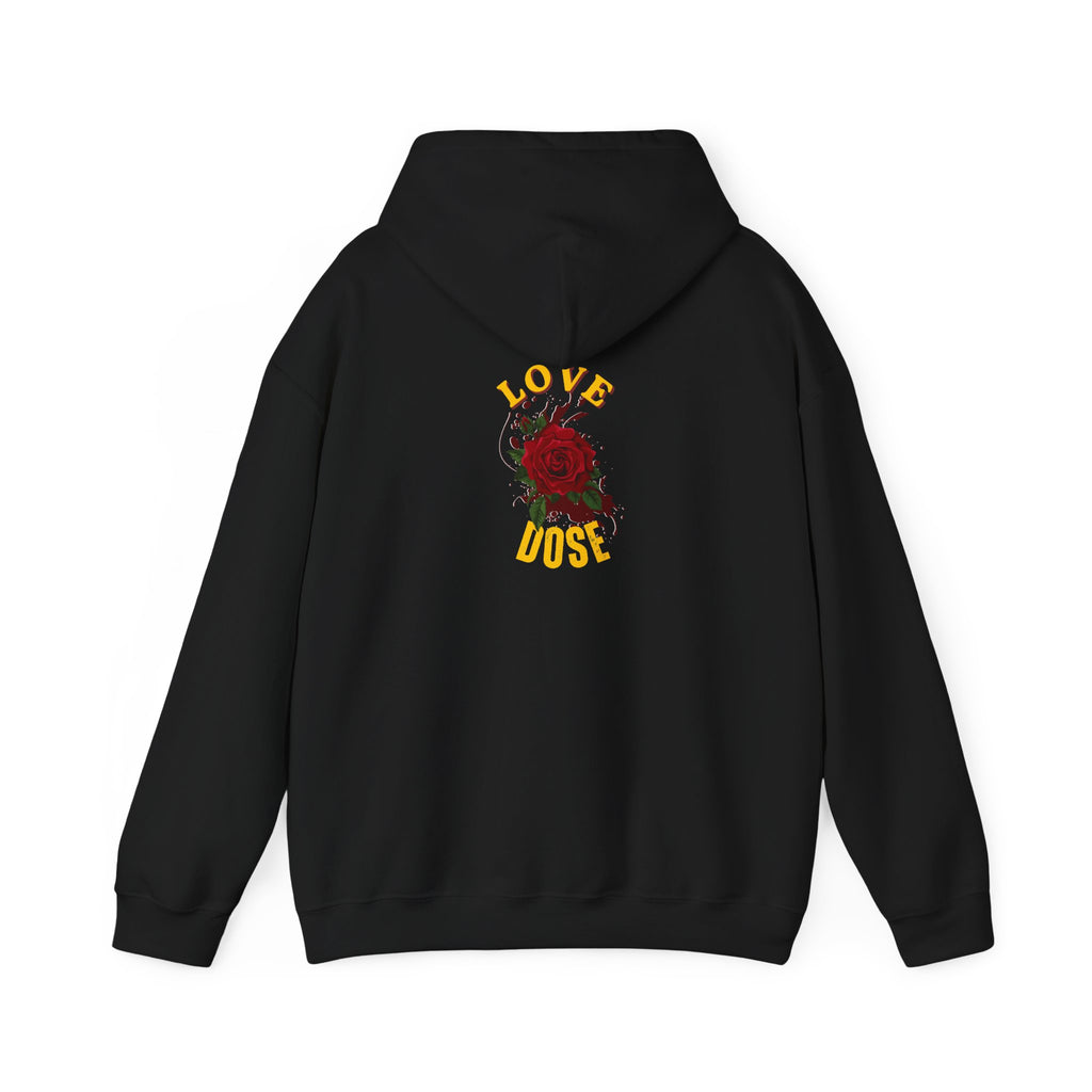 Hoodie "Love Dose" Rose Graphic – Cozy Floral Streetwear Pullover - Dreams Deals Store
