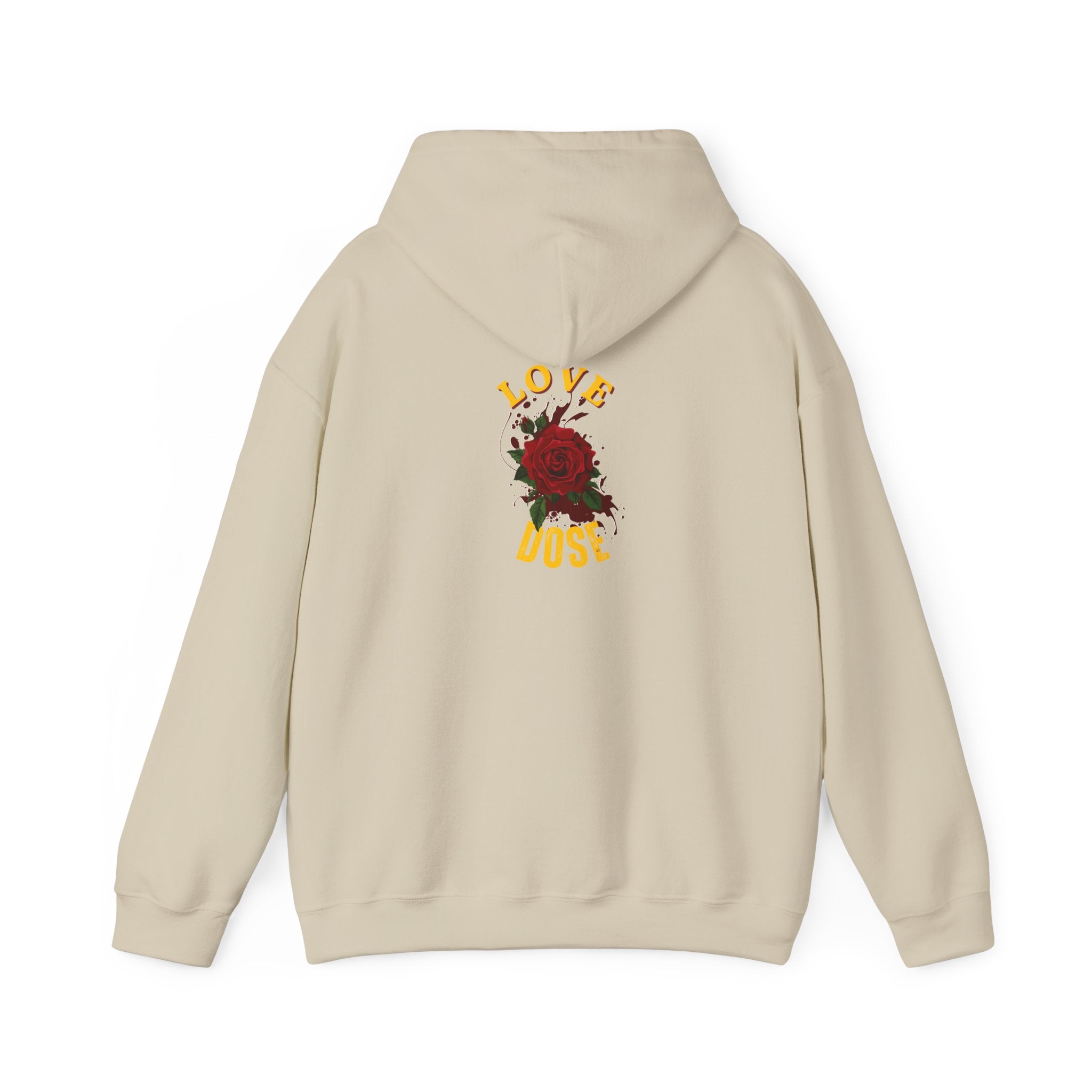 Hoodie "Love Dose" Rose Graphic – Cozy Floral Streetwear Pullover - Dreams Deals Store
