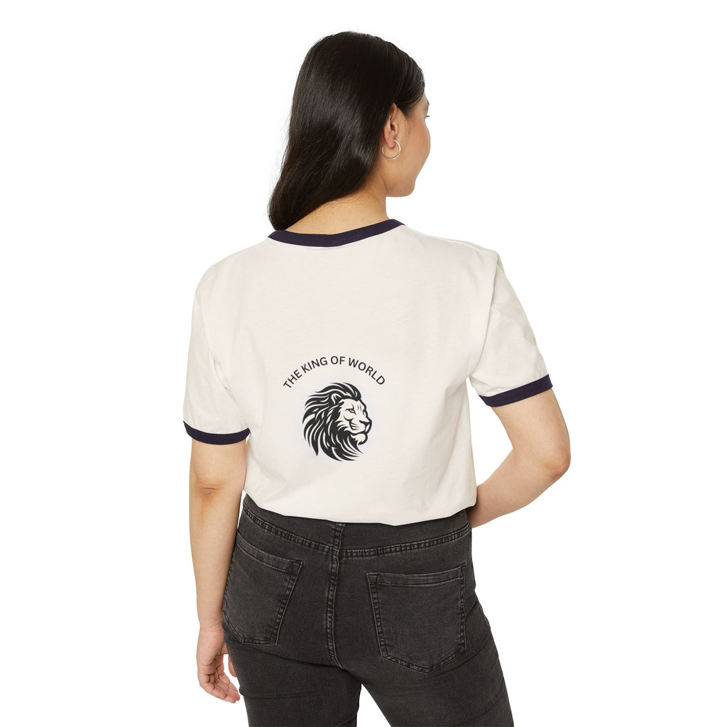 Lion Head Ringer T-Shirt — "The King of World" Vintage Casual Tee - Dreams Deals Store