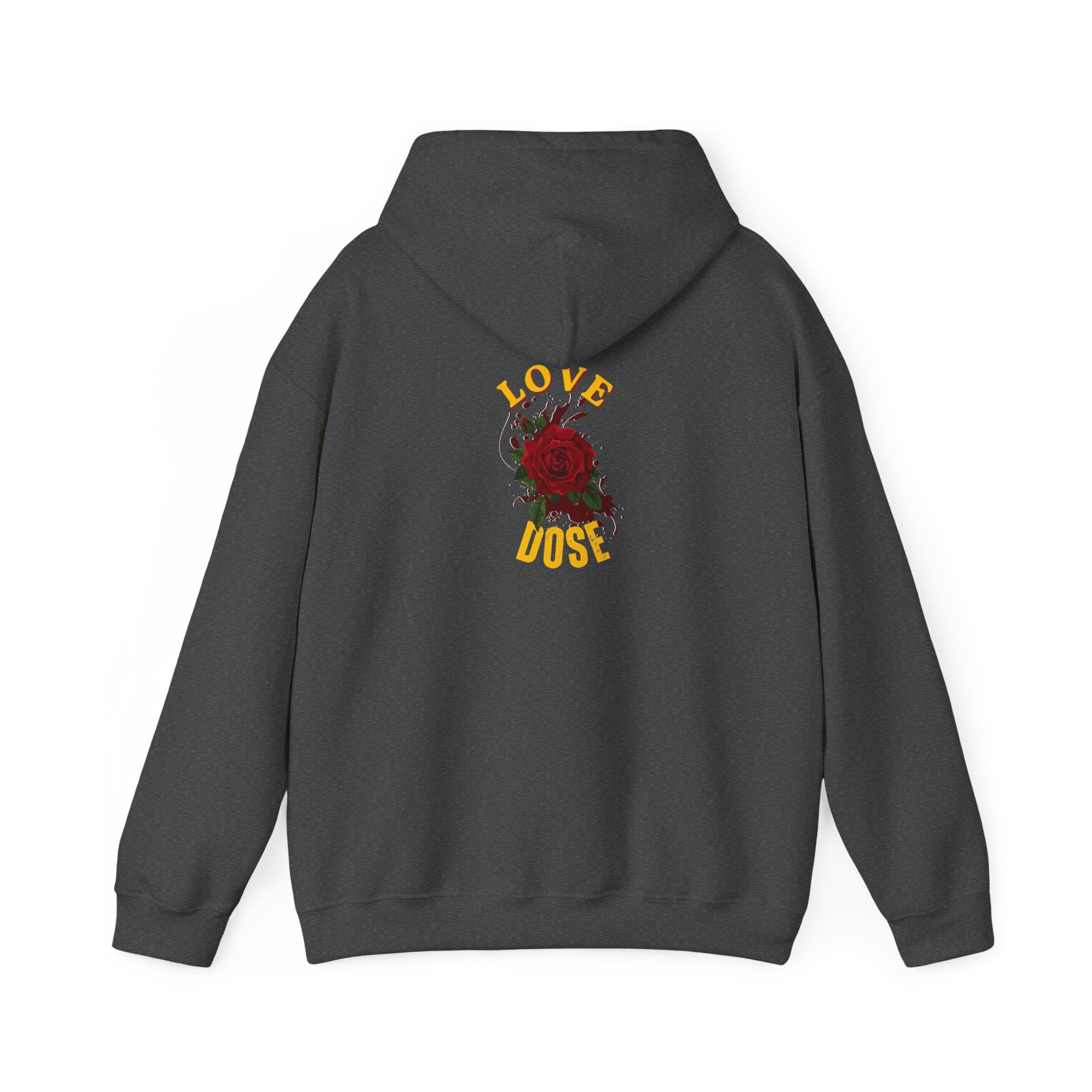 Hoodie "Love Dose" Rose Graphic – Cozy Floral Streetwear Pullover - Dreams Deals Store