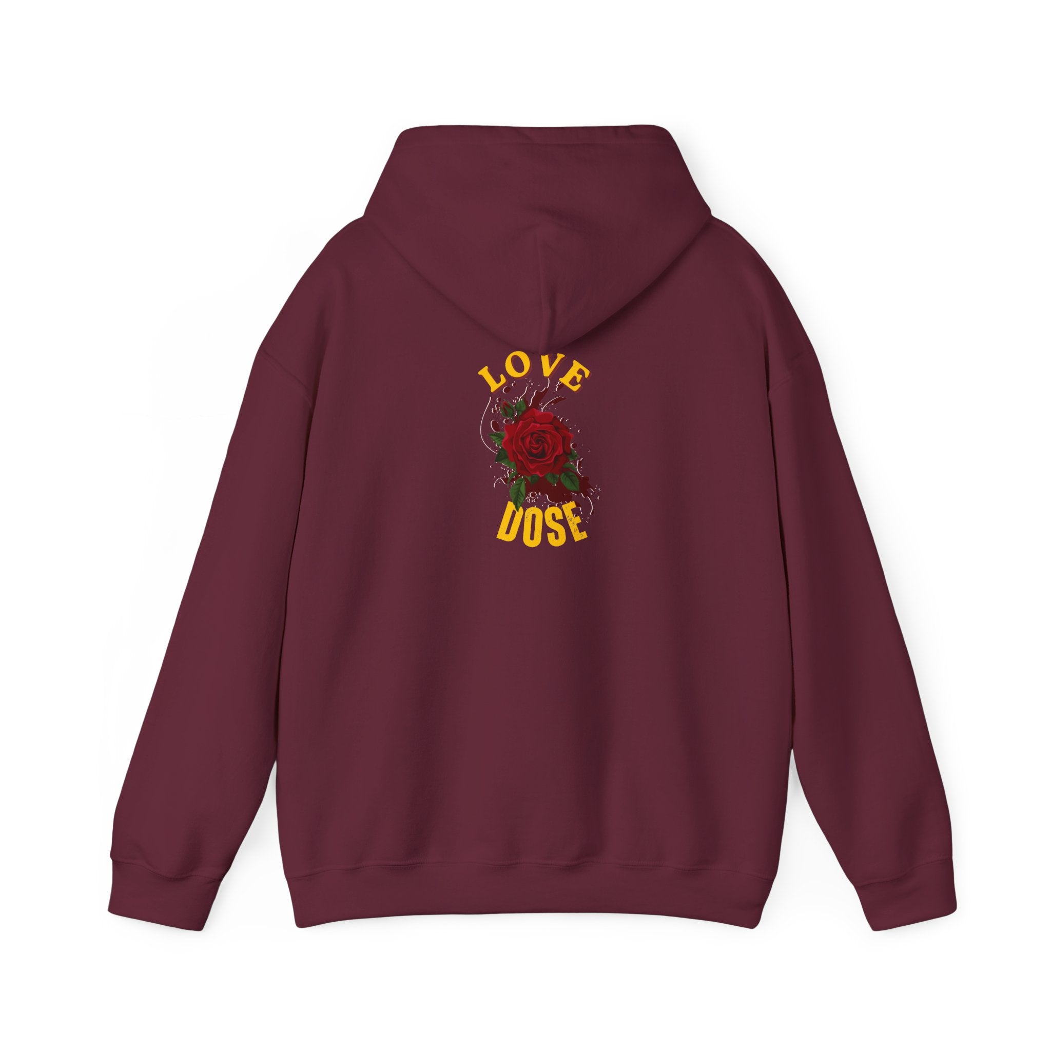 Hoodie "Love Dose" Rose Graphic – Cozy Floral Streetwear Pullover - Dreams Deals Store