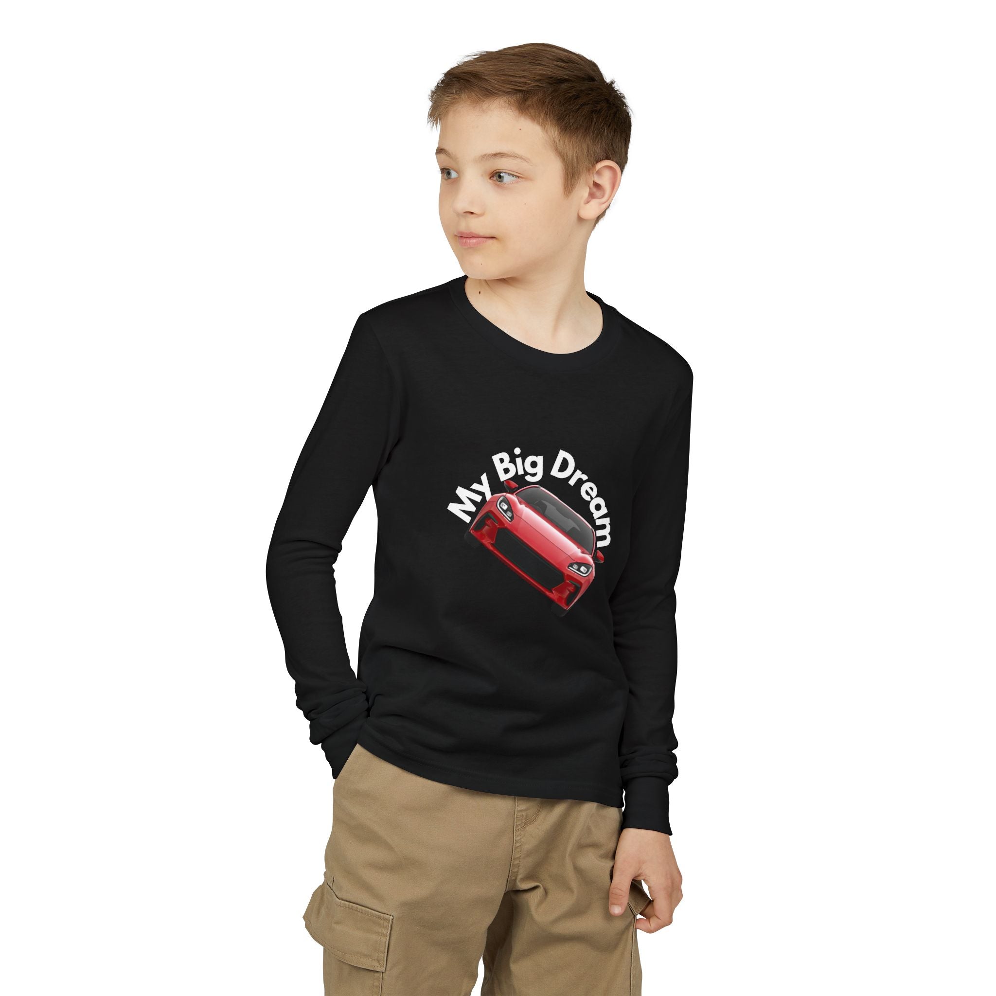 Youth Long Sleeve Tee – Red Sports Car Graphic - Dreams Deals Store