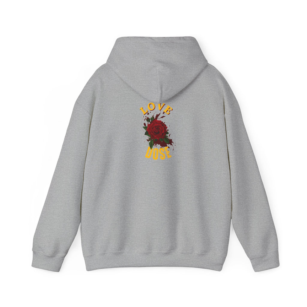 Hoodie "Love Dose" Rose Graphic – Cozy Floral Streetwear Pullover - Dreams Deals Store