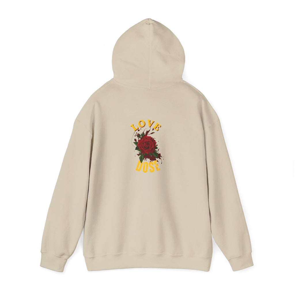 Hoodie "Love Dose" Rose Graphic – Cozy Floral Streetwear Pullover - Dreams Deals Store