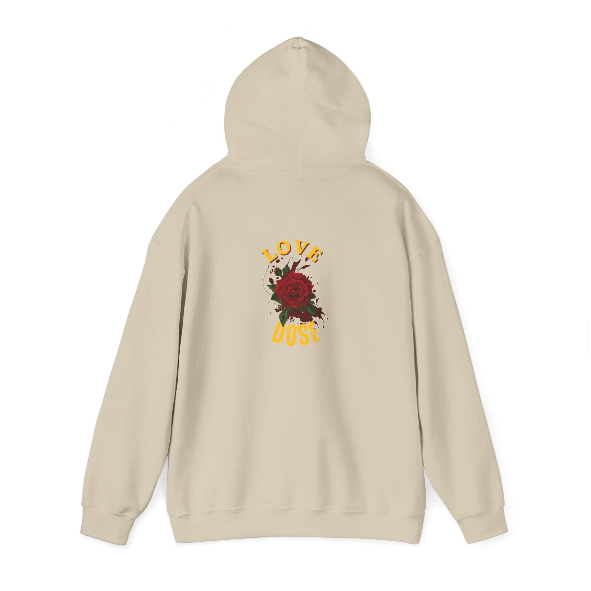 Hoodie "Love Dose" Rose Graphic – Cozy Floral Streetwear Pullover - Dreams Deals Store