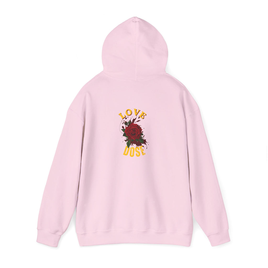 Hoodie "Love Dose" Rose Graphic – Cozy Floral Streetwear Pullover - Dreams Deals Store