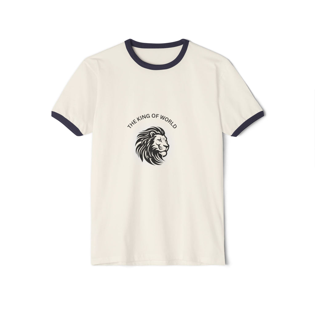 Lion Head Ringer T-Shirt — "The King of World" Vintage Casual Tee - Dreams Deals Store