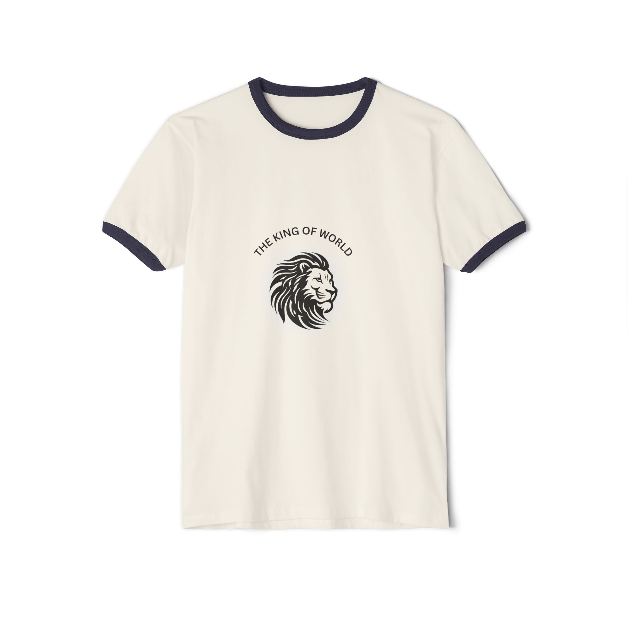 Lion Head Ringer T-Shirt — "The King of World" Vintage Casual Tee - Dreams Deals Store