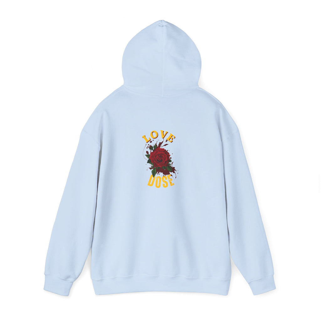 Hoodie "Love Dose" Rose Graphic – Cozy Floral Streetwear Pullover - Dreams Deals Store