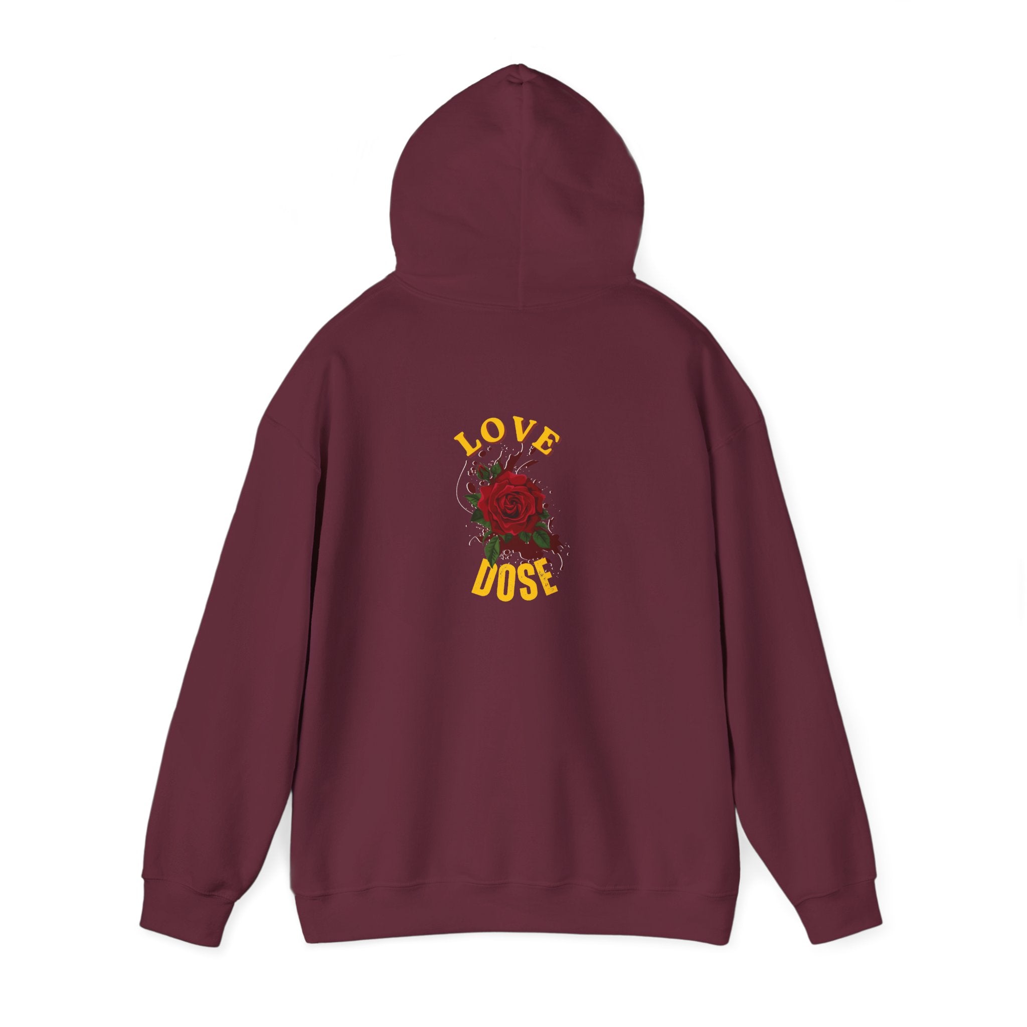 Hoodie "Love Dose" Rose Graphic – Cozy Floral Streetwear Pullover - Dreams Deals Store