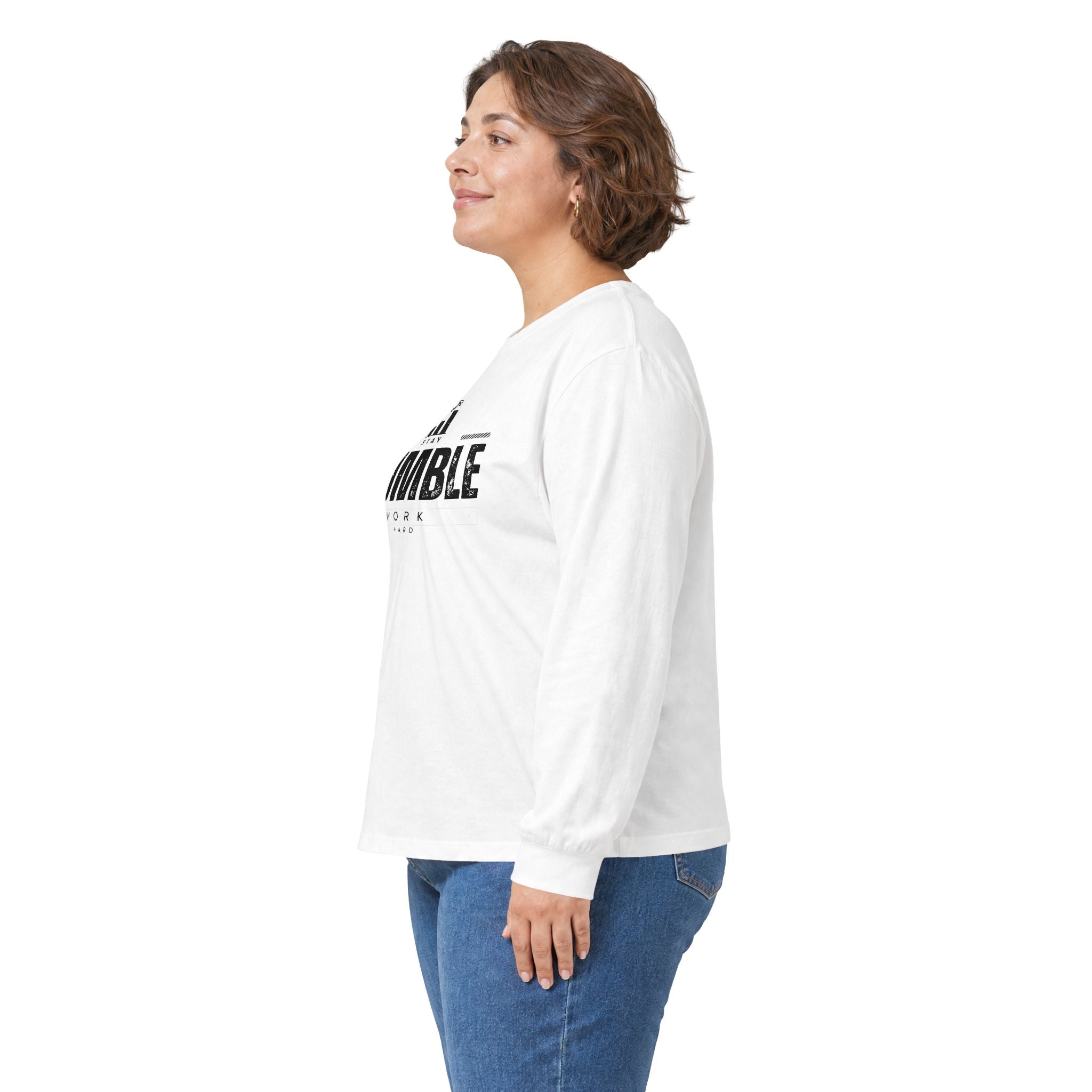 Humble Hustle Long Sleeve Tee — 'HUMBLE' Motivational Graphic Shirt