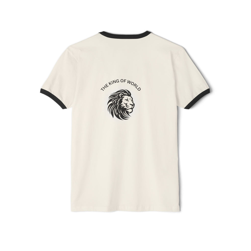 Lion Head Ringer T-Shirt — "The King of World" Vintage Casual Tee - Dreams Deals Store