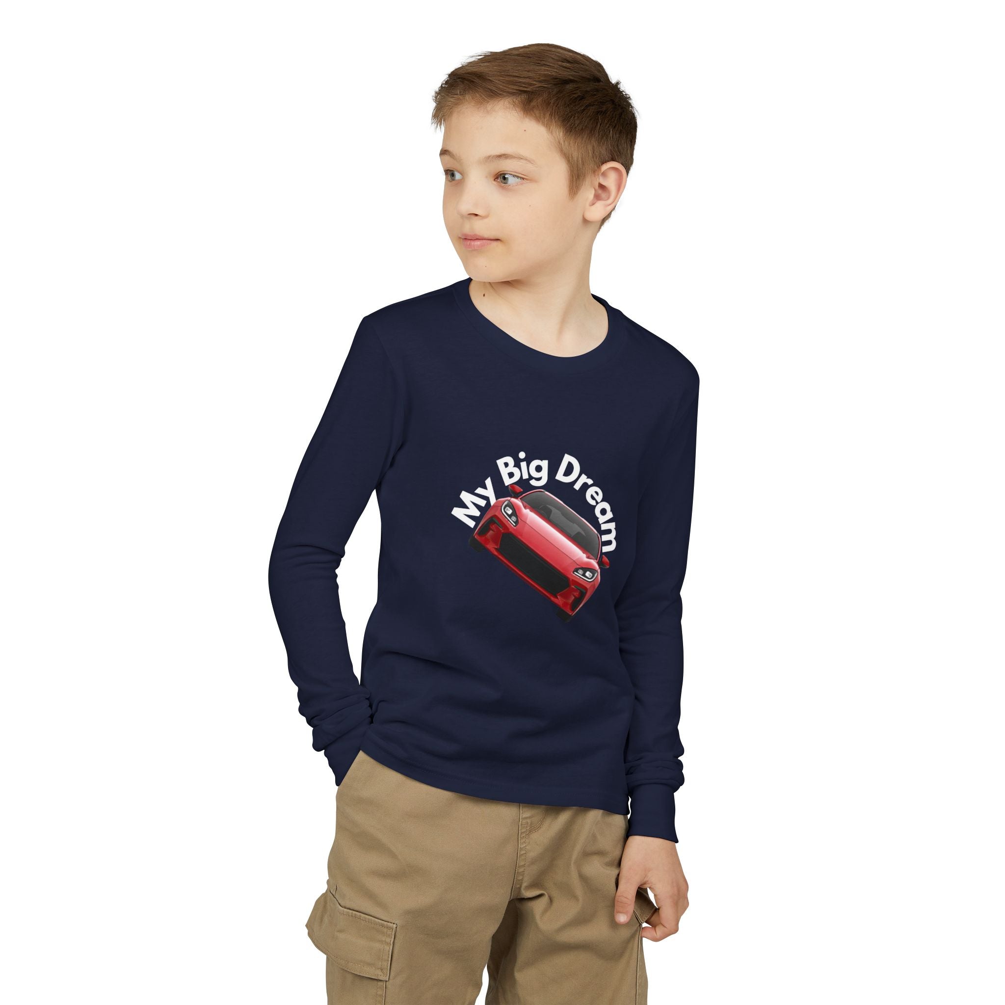 Youth Long Sleeve Tee – Red Sports Car Graphic - Dreams Deals Store