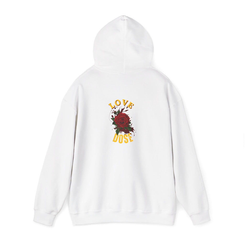 Hoodie "Love Dose" Rose Graphic – Cozy Floral Streetwear Pullover - Dreams Deals Store