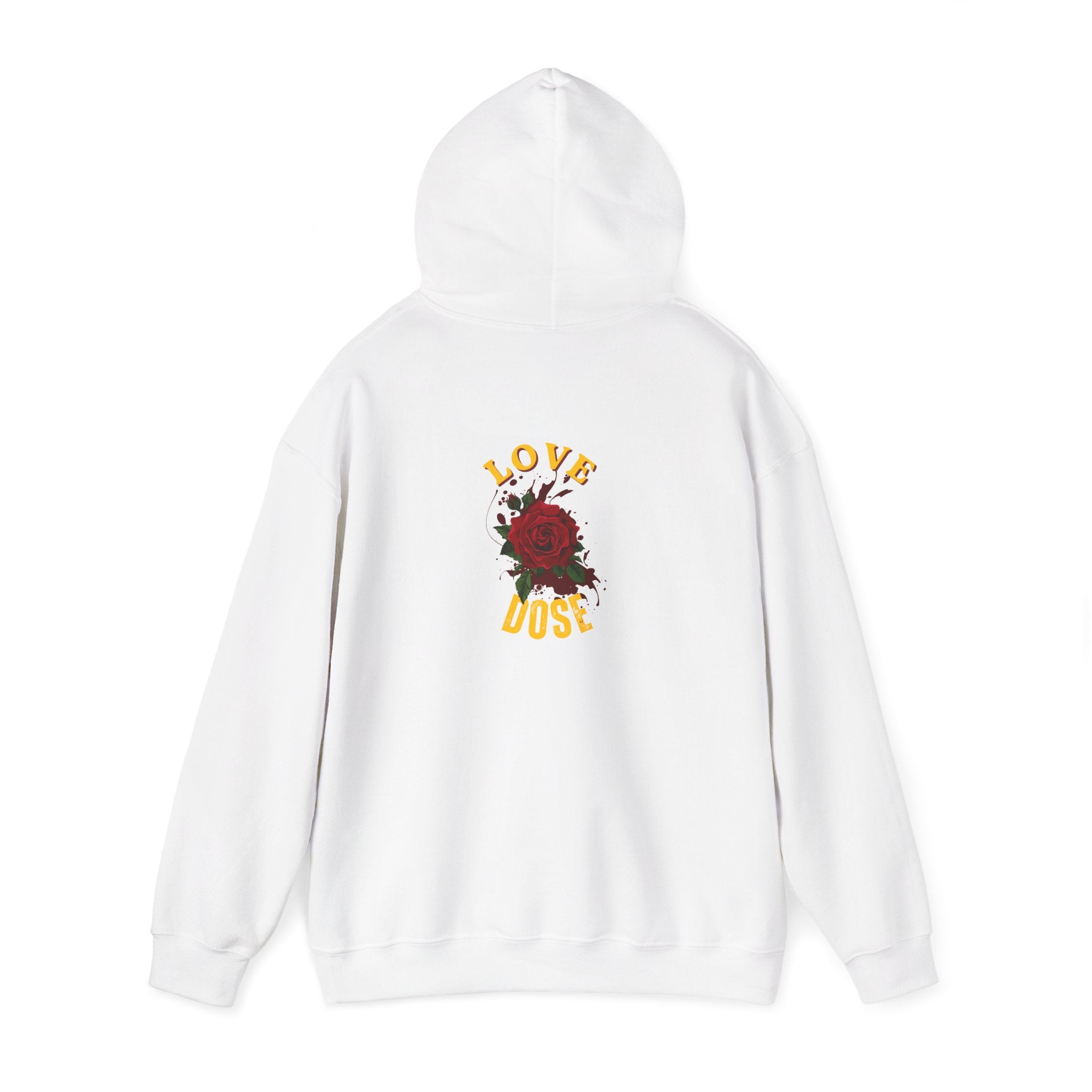 Hoodie "Love Dose" Rose Graphic – Cozy Floral Streetwear Pullover - Dreams Deals Store