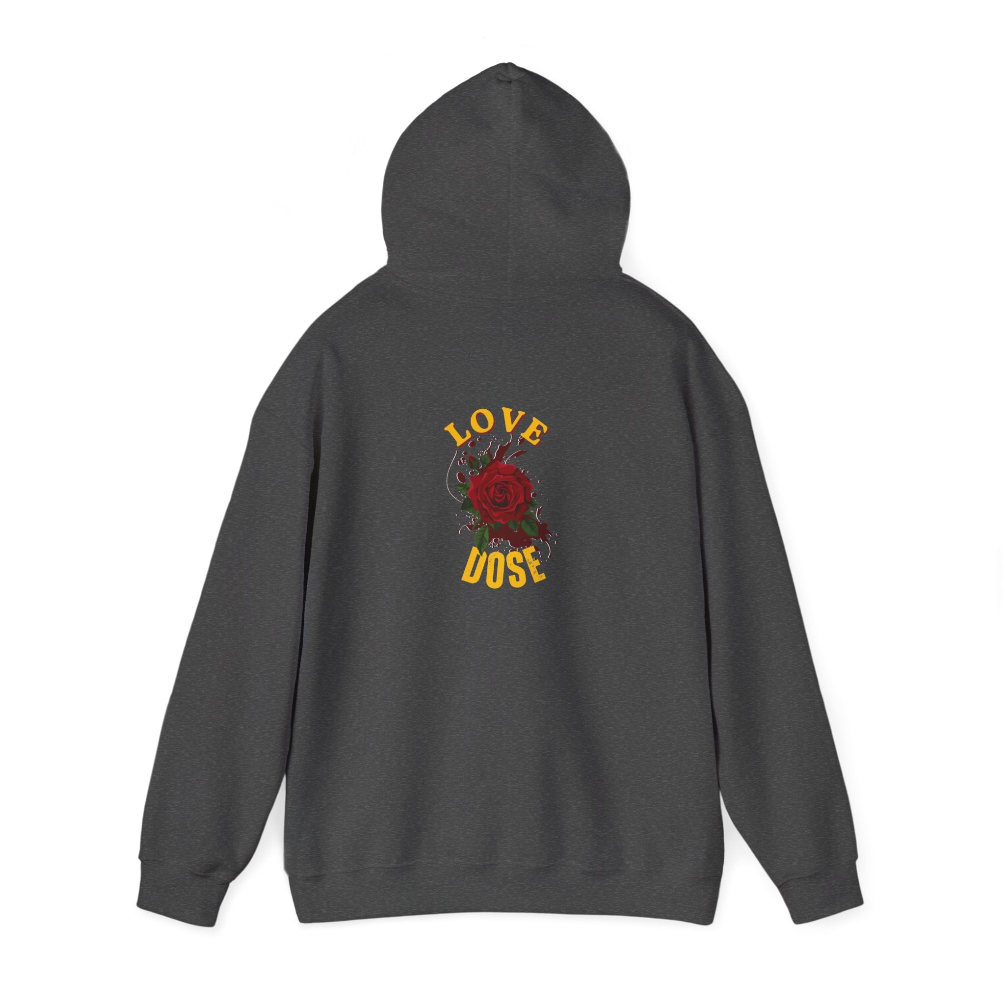 Hoodie "Love Dose" Rose Graphic – Cozy Floral Streetwear Pullover - Dreams Deals Store