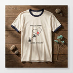 Long-Distance Love Ringer Tee — “Miles Apart, Close at Hart” Couple Shirt - Dreams Deals Store