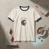 Lion Head Ringer T-Shirt — "The King of World" Vintage Casual Tee - Dreams Deals Store